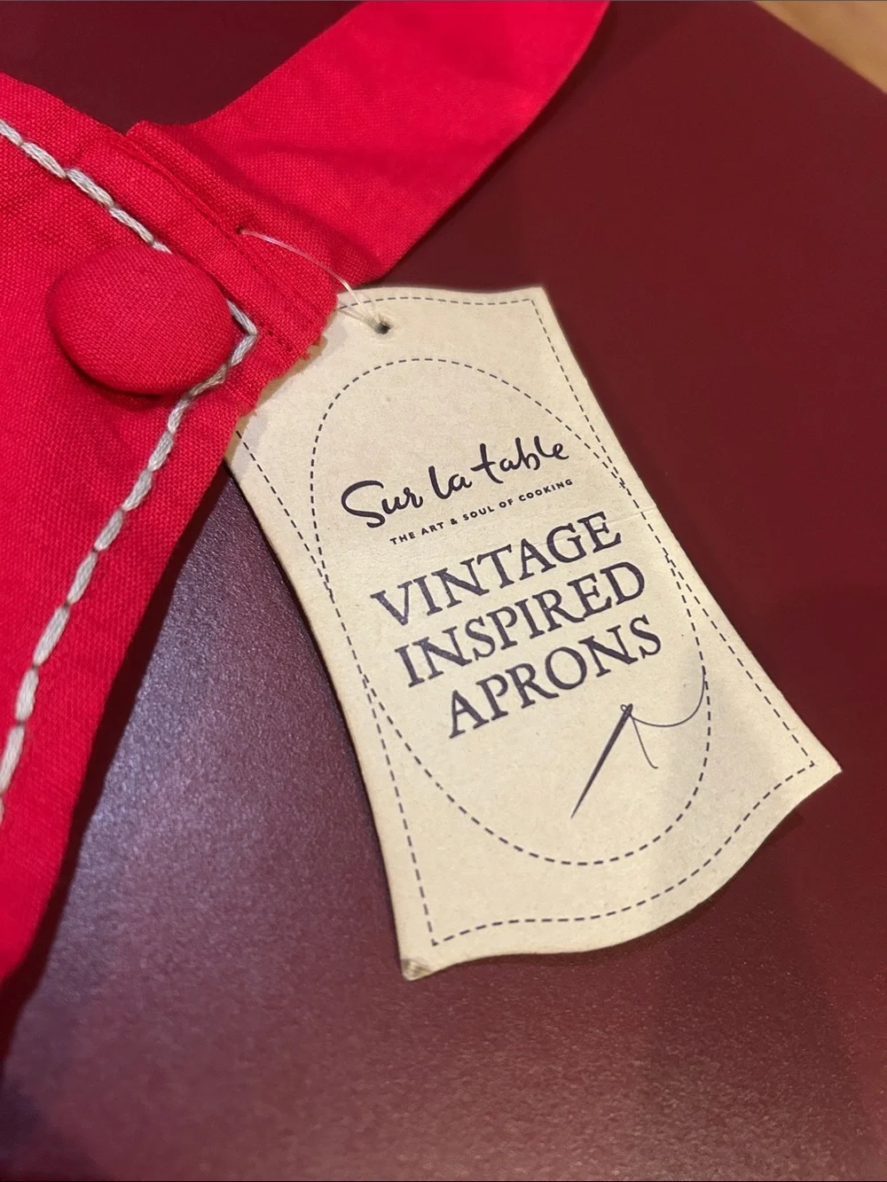 Sur La Table Red Vintage-Inspired Apron,22x30